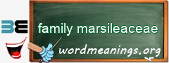 WordMeaning blackboard for family marsileaceae